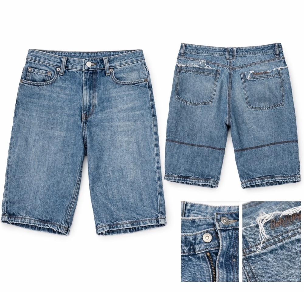 Baggy Denim Jorts Mens 32‎ Blue Skater 90s Y2K Loose Fit Grunge Shorts